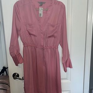 Pink H&M belted long sleeve dress